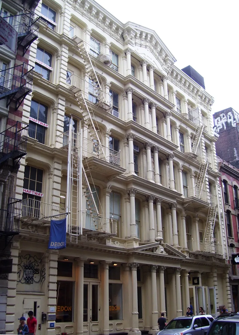Cream cast-iron facade of 72 Greene Street